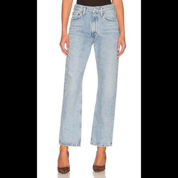 Agolde Jeans Women’s 33 blue mid rise straight leg organic cotton denim western